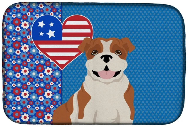 Main image of Red English Bulldog USA American Dish Drying Mat Absorbent Dish Drying Mat Pad for Kitchen Counter Dish Drainer Mat for Countert