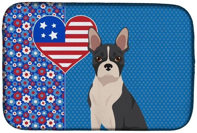 Main image of Black Boston Terrier USA American Dish Drying Mat Absorbent Dish Drying Mat Pad for Kitchen Counter Dish Drainer Mat for Counter