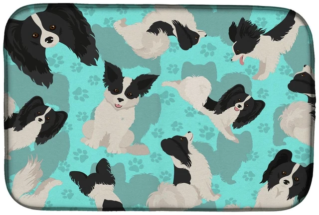 Main image of Black and Whtie Papillon Dish Drying Mat Absorbent Dish Drying Mat Pad for Kitchen Counter Dish Drainer Mat for Countertop, 14 x