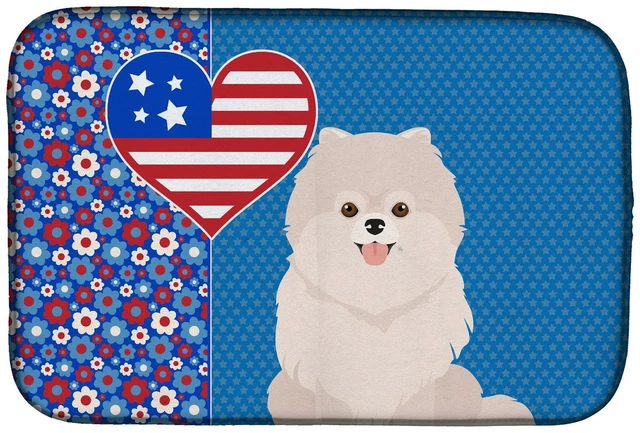 Main image of White Pomeranian USA American Dish Drying Mat Absorbent Dish Drying Mat Pad for Kitchen Counter Dish Drainer Mat for Countertop,
