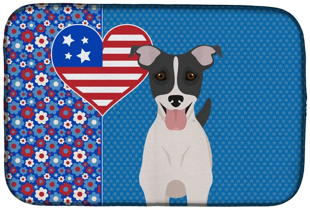 Main image of Black White Smooth Jack Russell Terrier USA American Dish Drying Mat Absorbent Dish Drying Mat Pad for Kitchen Counter Dish Drai