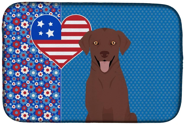 Main image of Chocolate Labrador Retriever USA American Dish Drying Mat Absorbent Dish Drying Mat Pad for Kitchen Counter Dish Drainer Mat for