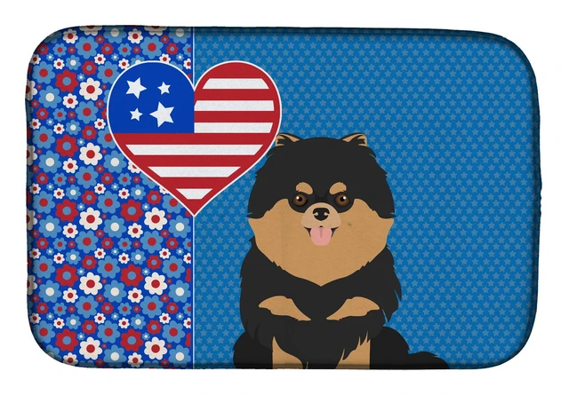Main image of Black and Tan Pomeranian USA American Dish Drying Mat Absorbent Dish Drying Mat Pad for Kitchen Counter Dish Drainer Mat for Cou