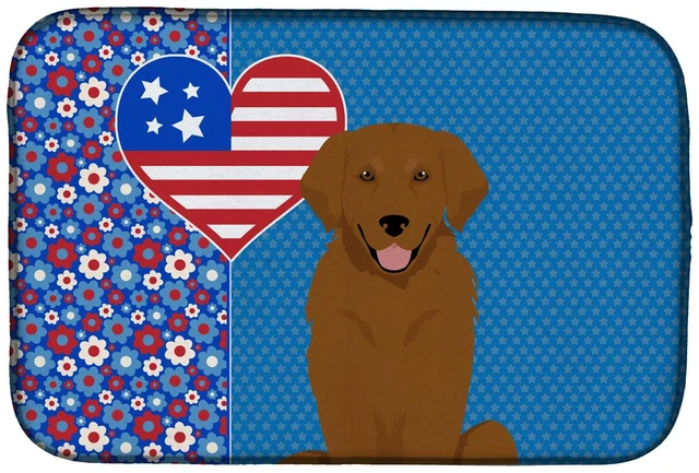 Main image of Mahogany Golden Retriever USA American Dish Drying Mat Absorbent Dish Drying Mat Pad for Kitchen Counter Dish Drainer Mat for Co