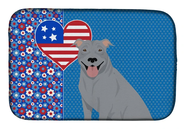 Main image of NEW Blue Pit Bull Terrier USA American Dish Drying Mat Absorbent Dish Drying Mat Pad for Kitchen Counter Dish Drainer Mat for Co