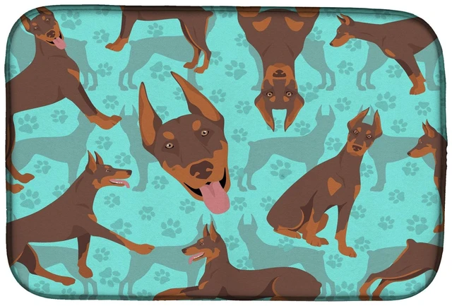 Main image of Red Doberman Pinscher Dish Drying Mat Absorbent Dish Drying Mat Pad for Kitchen Counter Dish Drainer Mat for Countertop, 14 x 21