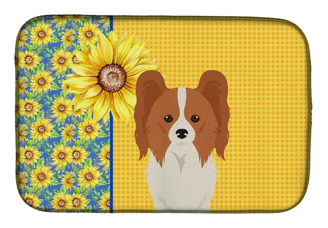 Main image of Summer Sunflowers Red and White Papillon Dish Drying Mat Absorbent Dish Drying Mat Pad for Kitchen Counter Dish Drainer Mat for