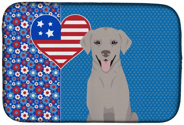 Main image of Gray Labrador Retriever USA American Dish Drying Mat Absorbent Dish Drying Mat Pad for Kitchen Counter Dish Drainer Mat for Coun