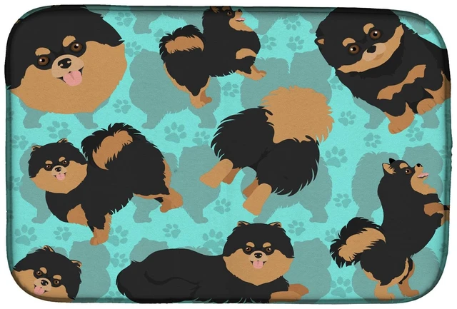 Main image of Black and Tan Pomeranian Dish Drying Mat Absorbent Dish Drying Mat Pad for Kitchen Counter Dish Drainer Mat for Countertop, 14 x