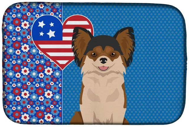 Main image of Longhaired Black and Red Chihuahua USA American Dish Drying Mat Absorbent Dish Drying Mat Pad for Kitchen Counter Dish Drainer M