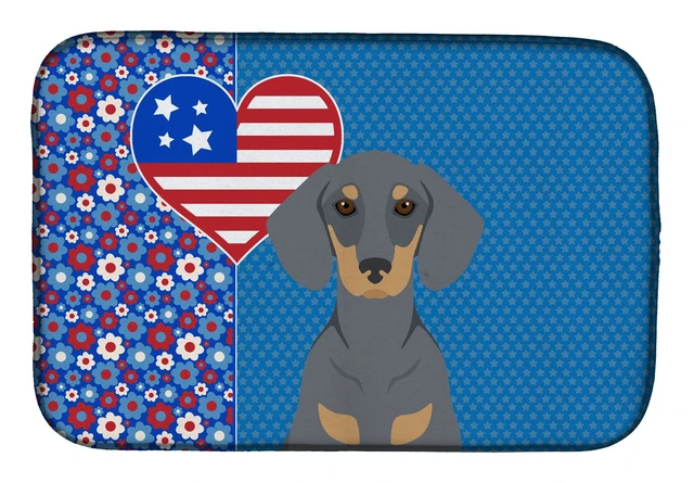 Main image of Blue and Tan Dachshund USA American Dish Drying Mat Absorbent Dish Drying Mat Pad for Kitchen Counter Dish Drainer Mat for Count