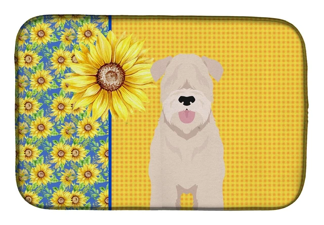 Main image of Summer Sunflowers Soft Coated Wheaten Terrier Dish Drying Mat Absorbent Dish Drying Mat Pad for Kitchen Counter Dish Drainer Mat