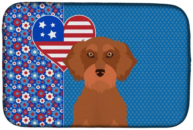 Main image of Wirehair Red Dachshund USA American Dish Drying Mat Absorbent Dish Drying Mat Pad for Kitchen Counter Dish Drainer Mat for Count