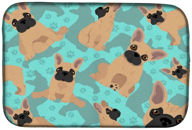 Main image of Fawn French Bulldog Dish Drying Mat Absorbent Dish Drying Mat Pad for Kitchen Counter Dish Drainer Mat for Countertop, 14 x 21",