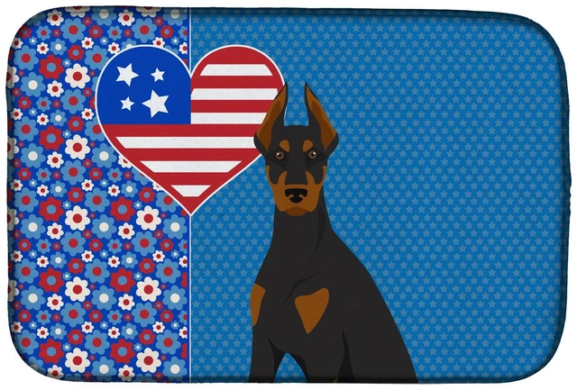 Main image of Black and Tan Doberman Pinscher USA American Dish Drying Mat Absorbent Dish Drying Mat Pad for Kitchen Counter Dish Drainer Mat