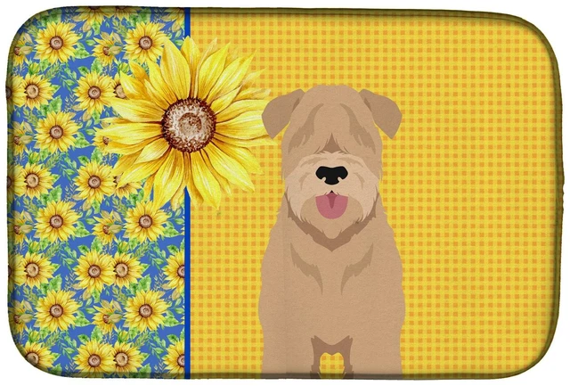 Main image of Summer Sunflowers Red Wheaten Terrier Dish Drying Mat Absorbent Dish Drying Mat Pad for Kitchen Counter Dish Drainer Mat for Cou
