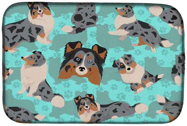 Main image of Blue Merle Sheltie Dish Drying Mat Absorbent Dish Drying Mat Pad for Kitchen Counter Dish Drainer Mat for Countertop, 14 x 21",