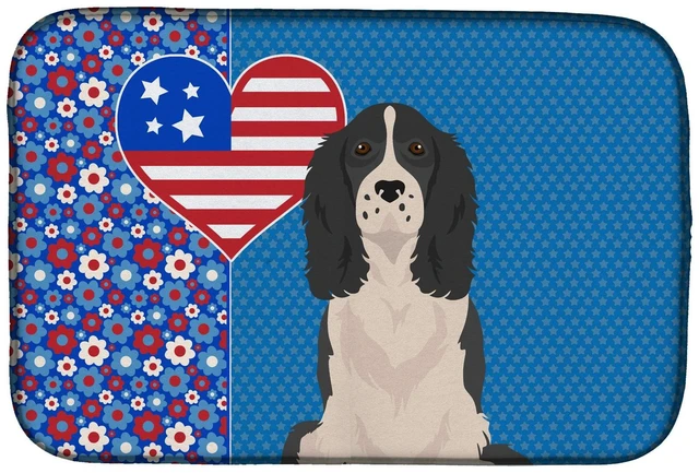Main image of Black English Springer Spaniel USA American Dish Drying Mat Absorbent Dish Drying Mat Pad for Kitchen Counter Dish Drainer Mat f