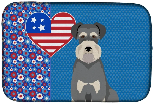 Main image of Salt Pepper Natural Ears Schnauzer USA American Dish Drying Mat Absorbent Dish Drying Mat Pad for Kitchen Counter Dish Drainer M