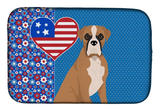 Main image of Natural Eared Fawn Boxer USA American Dish Drying Mat Absorbent Dish Drying Mat Pad for Kitchen Counter Dish Drainer Mat for Cou
