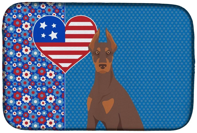 Main image of Red and Tan Doberman Pinscher USA American Dish Drying Mat Absorbent Dish Drying Mat Pad for Kitchen Counter Dish Drainer Mat fo