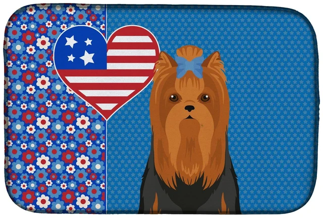 Main image of Black and Tan Full Coat Yorkshire Terrier USA American Dish Drying Mat Absorbent Dish Drying Mat Pad for Kitchen Counter Dish Dr