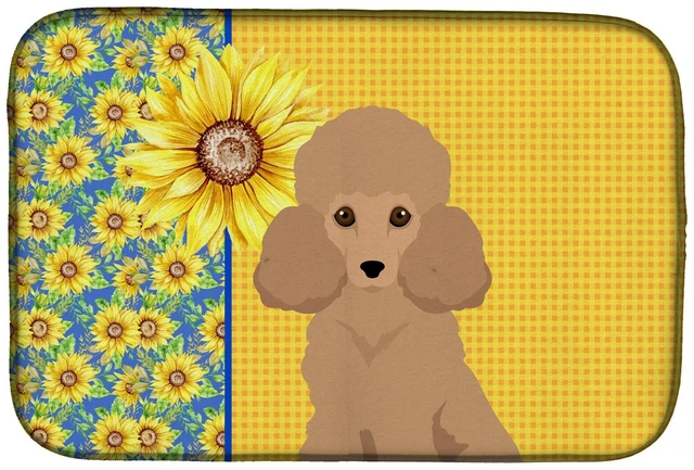 Main image of Summer Sunflowers Toy Apricot Poodle Dish Drying Mat Absorbent Dish Drying Mat Pad for Kitchen Counter Dish Drainer Mat for Coun