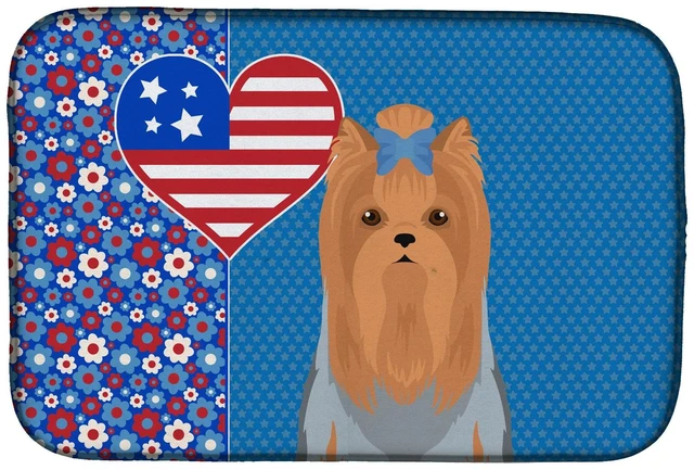 Main image of Blue and Tan Full Coat Yorkshire Terrier USA American Dish Drying Mat Absorbent Dish Drying Mat Pad for Kitchen Counter Dish Dra