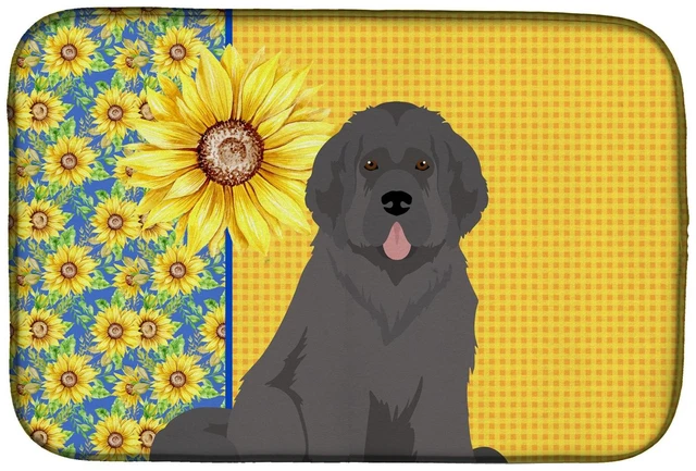 Main image of Summer Sunflowers Grey Newfoundland Dish Drying Mat Absorbent Dish Drying Mat Pad for Kitchen Counter Dish Drainer Mat for Count