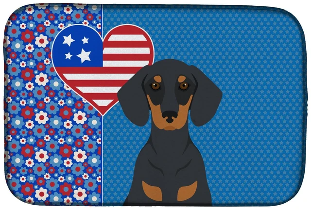Main image of Black and Tan Dachshund USA American Dish Drying Mat Absorbent Dish Drying Mat Pad for Kitchen Counter Dish Drainer Mat for Coun