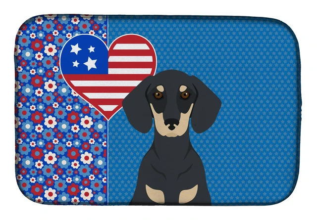 Main image of Black and Cream Dachshund USA American Dish Drying Mat Absorbent Dish Drying Mat Pad for Kitchen Counter Dish Drainer Mat for Co