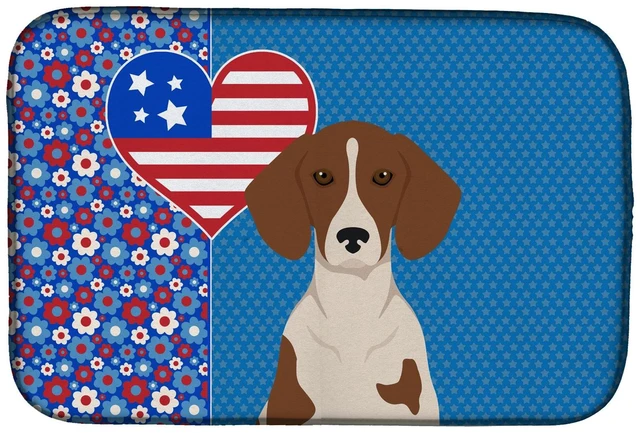 Main image of Red Piebald Dachshund USA American Dish Drying Mat Absorbent Dish Drying Mat Pad for Kitchen Counter Dish Drainer Mat for Counte