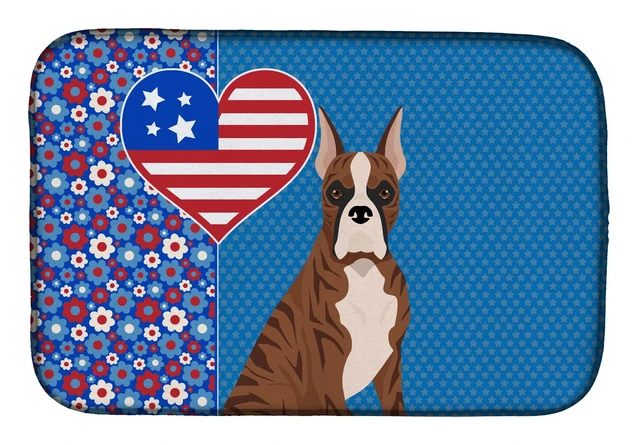 Main image of Red Brindle Boxer USA American Dish Drying Mat Absorbent Dish Drying Mat Pad for Kitchen Counter Dish Drainer Mat for Countertop