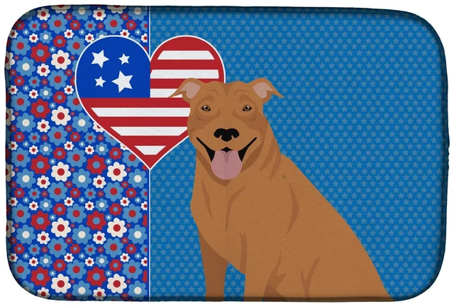 Main image of NEW Red Pit Bull Terrier USA American Dish Drying Mat Absorbent Dish Drying Mat Pad for Kitchen Counter Dish Drainer Mat for Cou