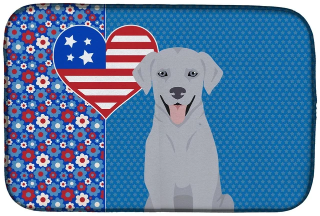 Main image of Silver Labrador Retriever USA American Dish Drying Mat Absorbent Dish Drying Mat Pad for Kitchen Counter Dish Drainer Mat for Co
