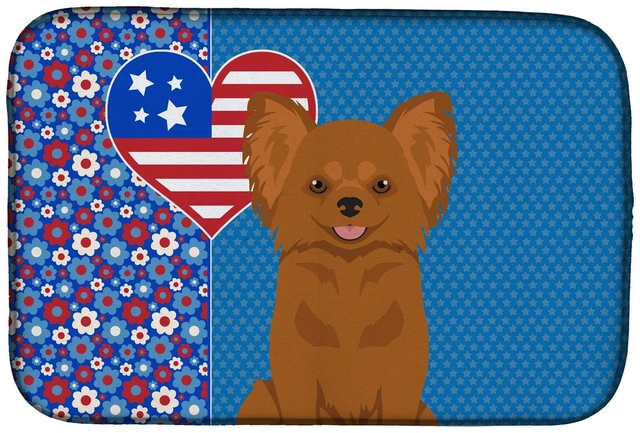 Main image of Longhaired Red Chihuahua USA American Dish Drying Mat Absorbent Dish Drying Mat Pad for Kitchen Counter Dish Drainer Mat for Cou