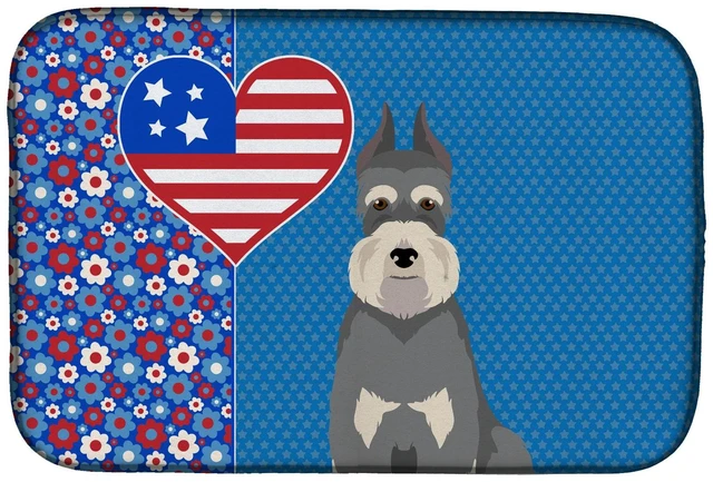 Main image of Salt Pepper Schnauzer USA American Dish Drying Mat Absorbent Dish Drying Mat Pad for Kitchen Counter Dish Drainer Mat for Counte