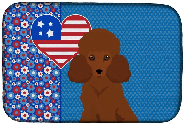 Main image of Toy Red Poodle USA American Dish Drying Mat Absorbent Dish Drying Mat Pad for Kitchen Counter Dish Drainer Mat for Countertop, 1