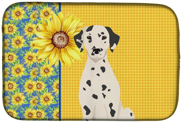 Main image of Summer Sunflowers Dalmatian Dish Drying Mat Absorbent Dish Drying Mat Pad for Kitchen Counter Dish Drainer Mat for Countertop, 1