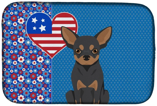 Main image of Black and Tan Chihuahua USA American Dish Drying Mat Absorbent Dish Drying Mat Pad for Kitchen Counter Dish Drainer Mat for Coun