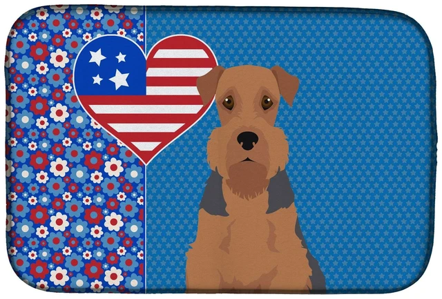 Main image of Grizzle and Tan Airedale Terrier USA American Dish Drying Mat Absorbent Dish Drying Mat Pad for Kitchen Counter Dish Drainer Mat