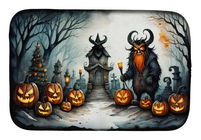 Main image of Krampus The Christmas Demon Spooky Halloween Dish Drying Mat Absorbent Dish Drying Mat Pad for Kitchen Counter Dish Drainer Mat