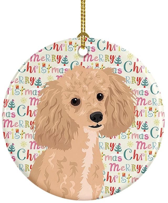 Main image of Poodle Toy Apricot #1 Christmas Ceramic Ornament Christmas Tree Hanging Decorations for Home Christmas Holiday, Party, Gift, 3 i