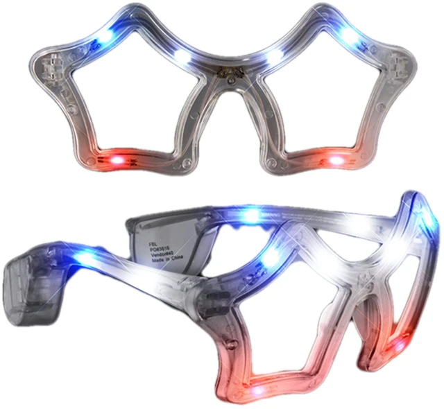 Alt view image 3 of 3 - blinkee red white blue flashing led star sunglasses by