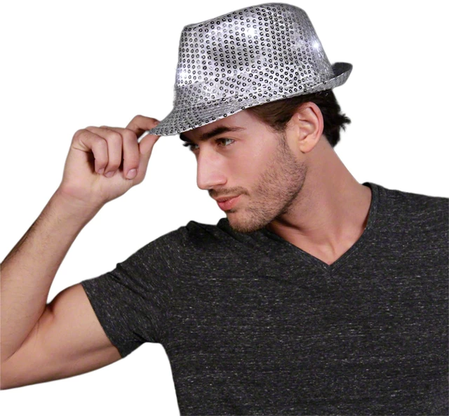 Main image of Shine Bright with The LED Sequin Fedora Hat 5 Wicked White Flashing LEDs