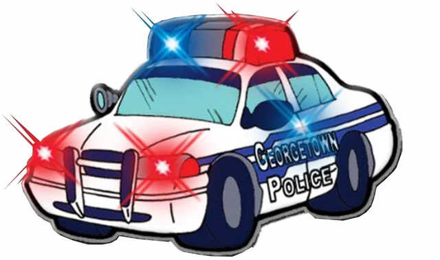 Main image of Police Car Flashing Body Light Lapel Pins with 3 Red and 2 Blue Bright LEDs