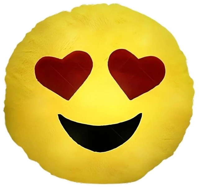 Main image of Blinkee Light Up Emoji Heart Eyes Decorative Pillow Nylon Fill 18 inch Diameter
