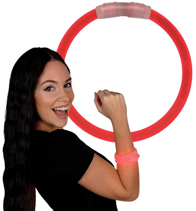 Main image of blinkee Tube of 100 LightUpTheNight Liberty Model, NonToxic Red Glow Bracelets, Perfect for Fourth of July & Fundraisers, Sa
