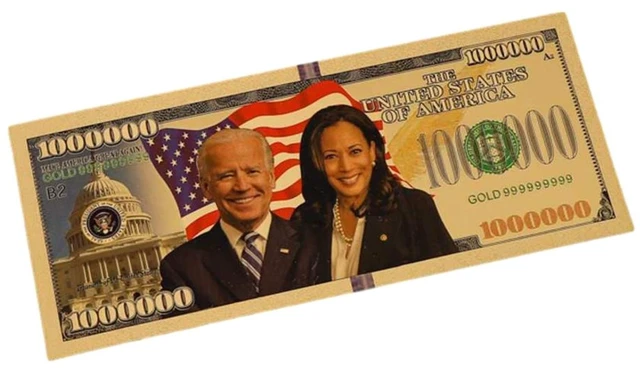 Main image of blinkee Joe Bidden Kamala Harris Tandem 24k Gold Plated Bill Collectible Banknotes for Decoration