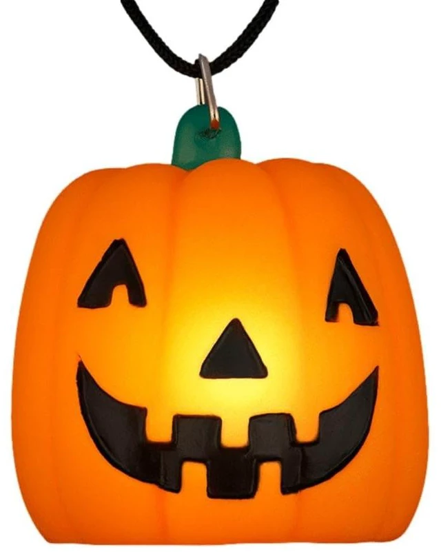 Main image of blinkee Light Up Happy Pumpkin Charm Trick or Treat with Black Cord Necklace